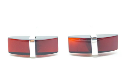 Elegant Red Amber Bar Cufflinks - Stylish and High-Quality Cufflinks - BEYRUN