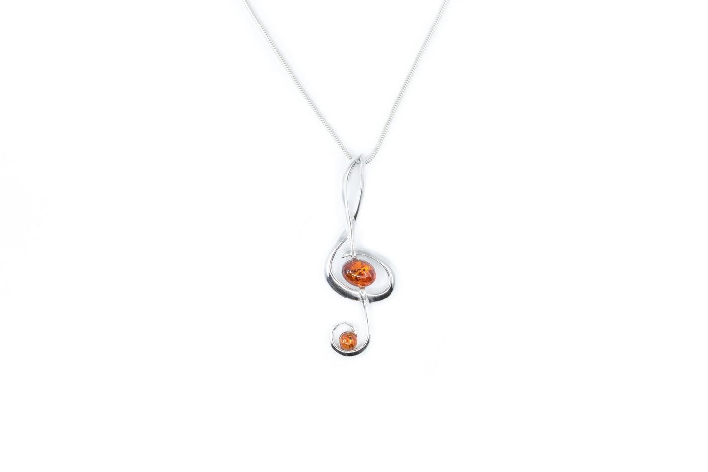 Shop the Large Treble Clef Pendant - Handcrafted Sterling Silver with Baltic Amber - BEYRUN