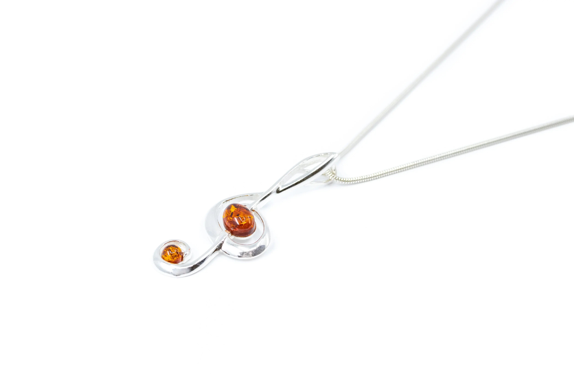 Shop the Large Treble Clef Pendant - Handcrafted Sterling Silver with Baltic Amber - BEYRUN