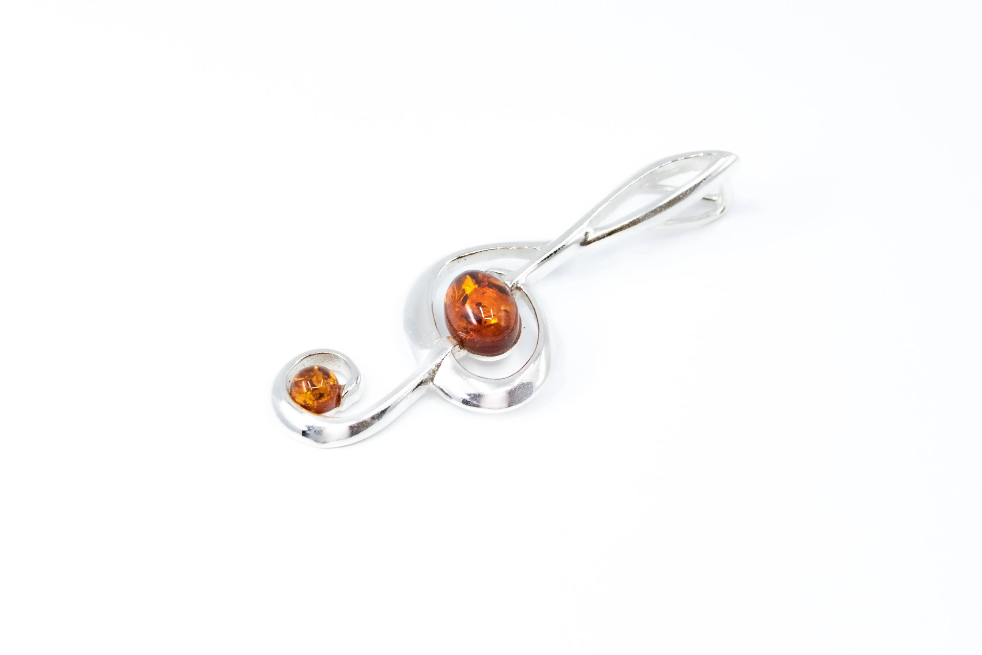 Shop the Large Treble Clef Pendant - Handcrafted Sterling Silver with Baltic Amber - BEYRUN