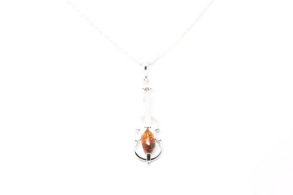 Stunning Amber Violin Pendant | Sterling Silver Design - BEYRUN