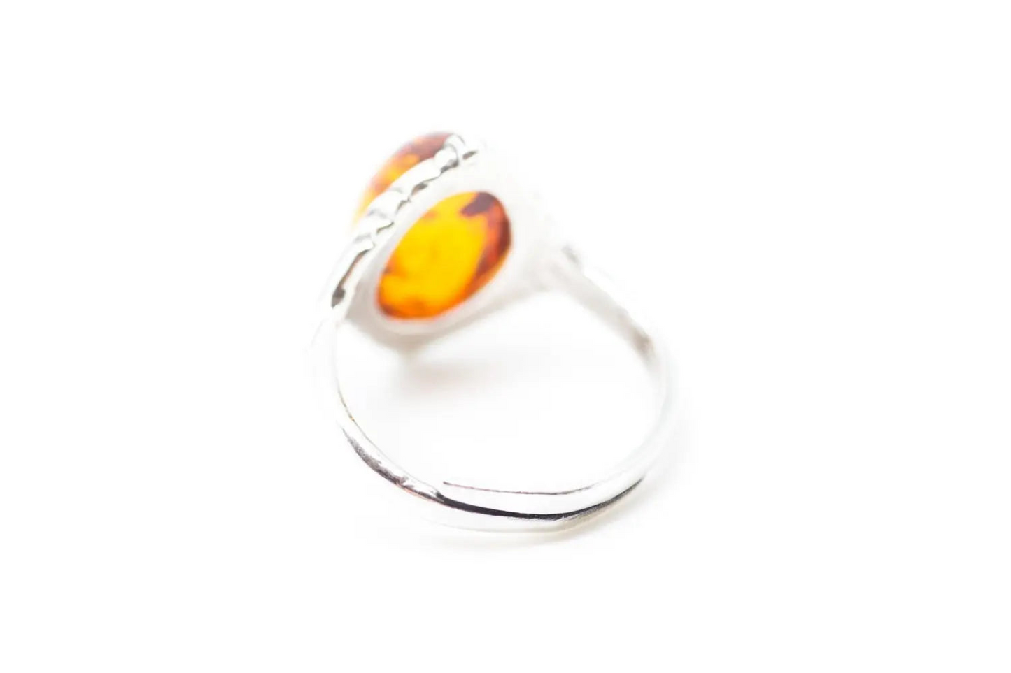 Elegant Boho Amber Ring - Natural Baltic Amber & Sterling Silver