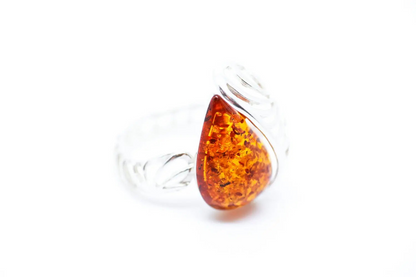 Shell Frame Amber Ring