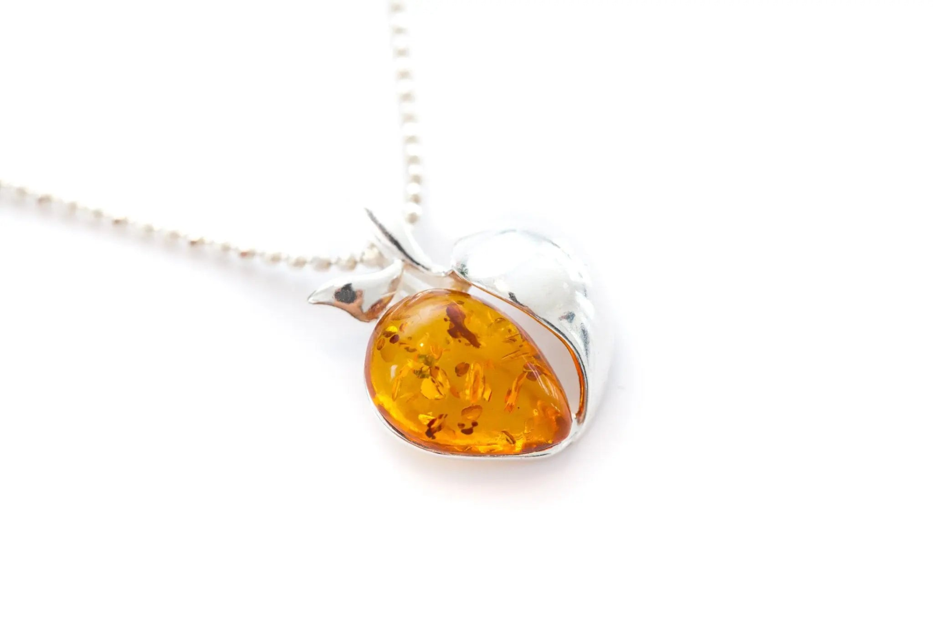 Buy Amber Apple Pendant - Handmade Sterling Silver Necklace - BEYRUN