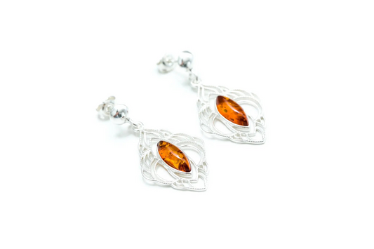 Stunning Chandelier Frame Baltic Amber Earrings - Elegant Design for Everyday and Evening Wear - BEYRUN