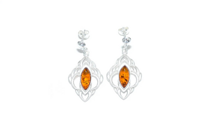 Stunning Chandelier Frame Baltic Amber Earrings - Elegant Design for Everyday and Evening Wear - BEYRUN