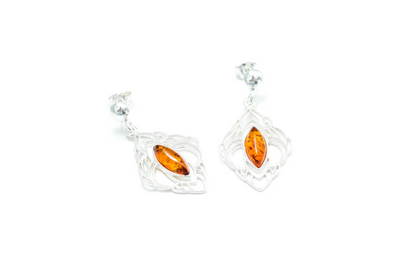 Stunning Chandelier Frame Baltic Amber Earrings - Elegant Design for Everyday and Evening Wear - BEYRUN