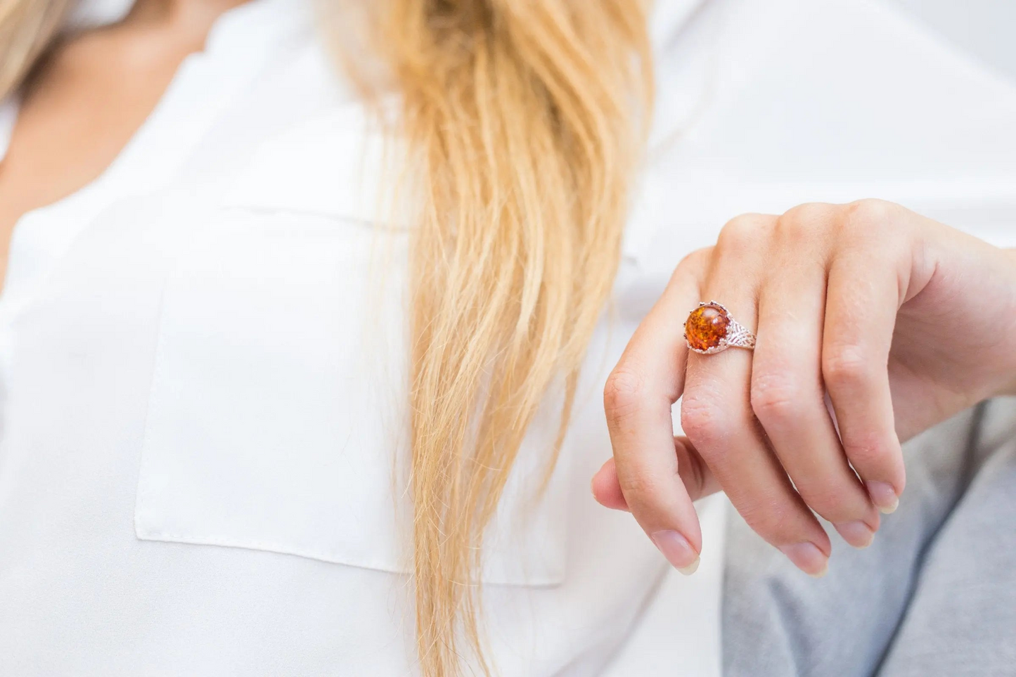 Princess Crown Amber Ring