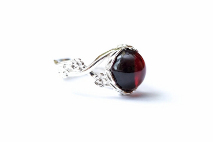 Floral Cherry Amber Ring - Fashionable Adjustable Daisy Ring - BEYRUN