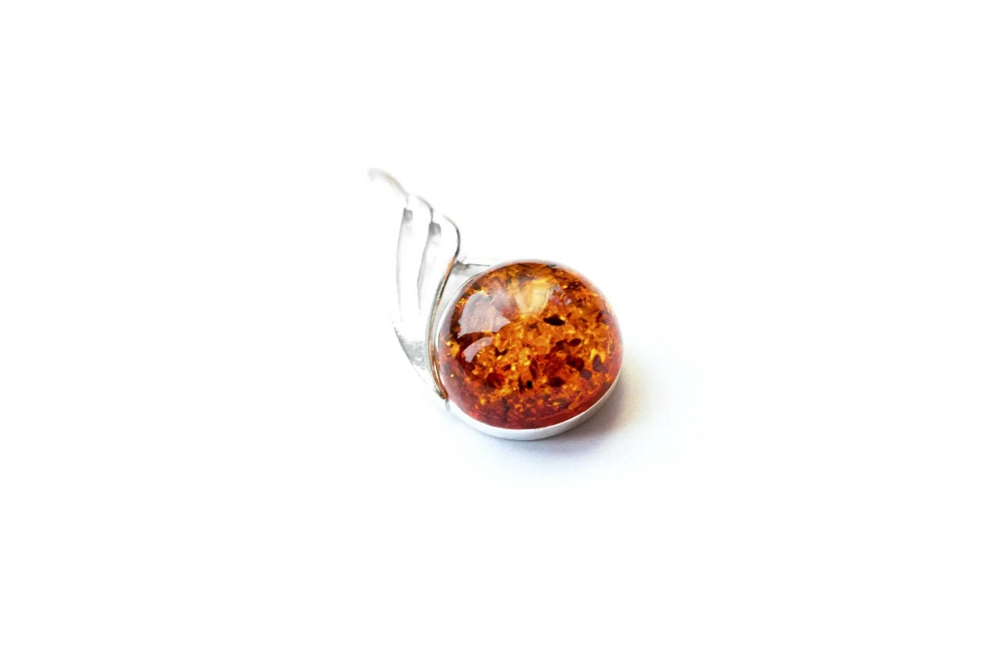 Amber Orb Pendant - Modern Minimalistic Design, Baltic Amber & Sterling Silver - BEYRUN