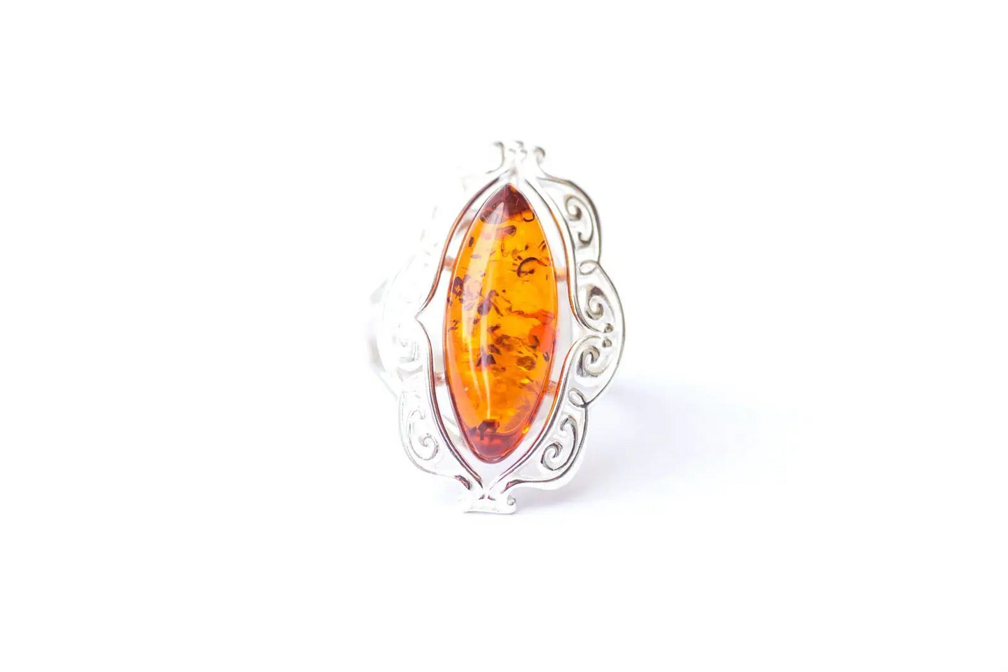 Decorative Victorian Baltic Amber Ring