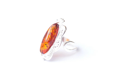 Decorative Victorian Baltic Amber Ring