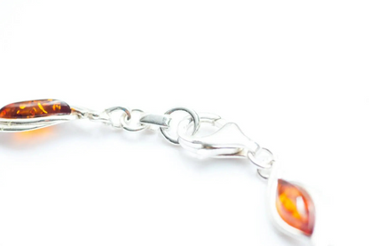 Silver Wave Amber Link Bracelet