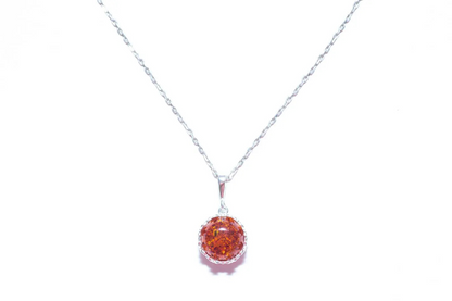 Princess Crown Amber Pendant - Exquisite Sterling Silver Design - BEYRUN