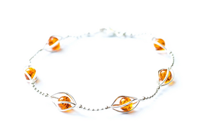 Elegant Caged Amber Spheres Bracelet - Perfect Dainty Everyday Accessory - BEYRUN