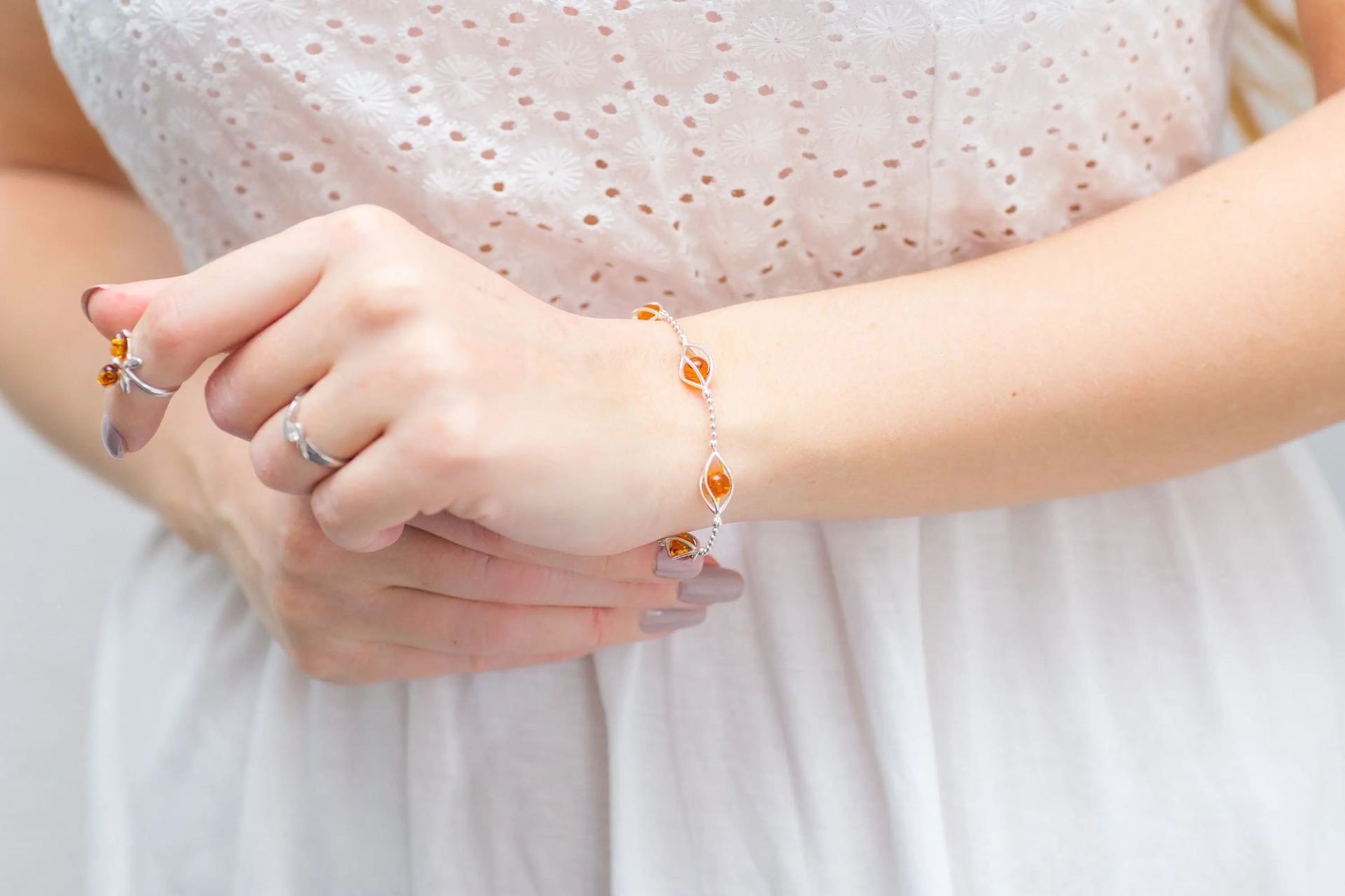 Elegant Caged Amber Spheres Bracelet - Perfect Dainty Everyday Accessory - BEYRUN