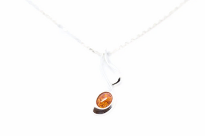 Large Amber Music Note Pendant - Handcrafted Sterling Silver Necklace with Baltic Amber Stone - BEYRUN