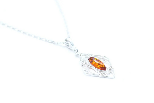 Amber Filigree Chandelier Pendant | Oriental Marquise Pendant | Cognac Amber - BEYRUN