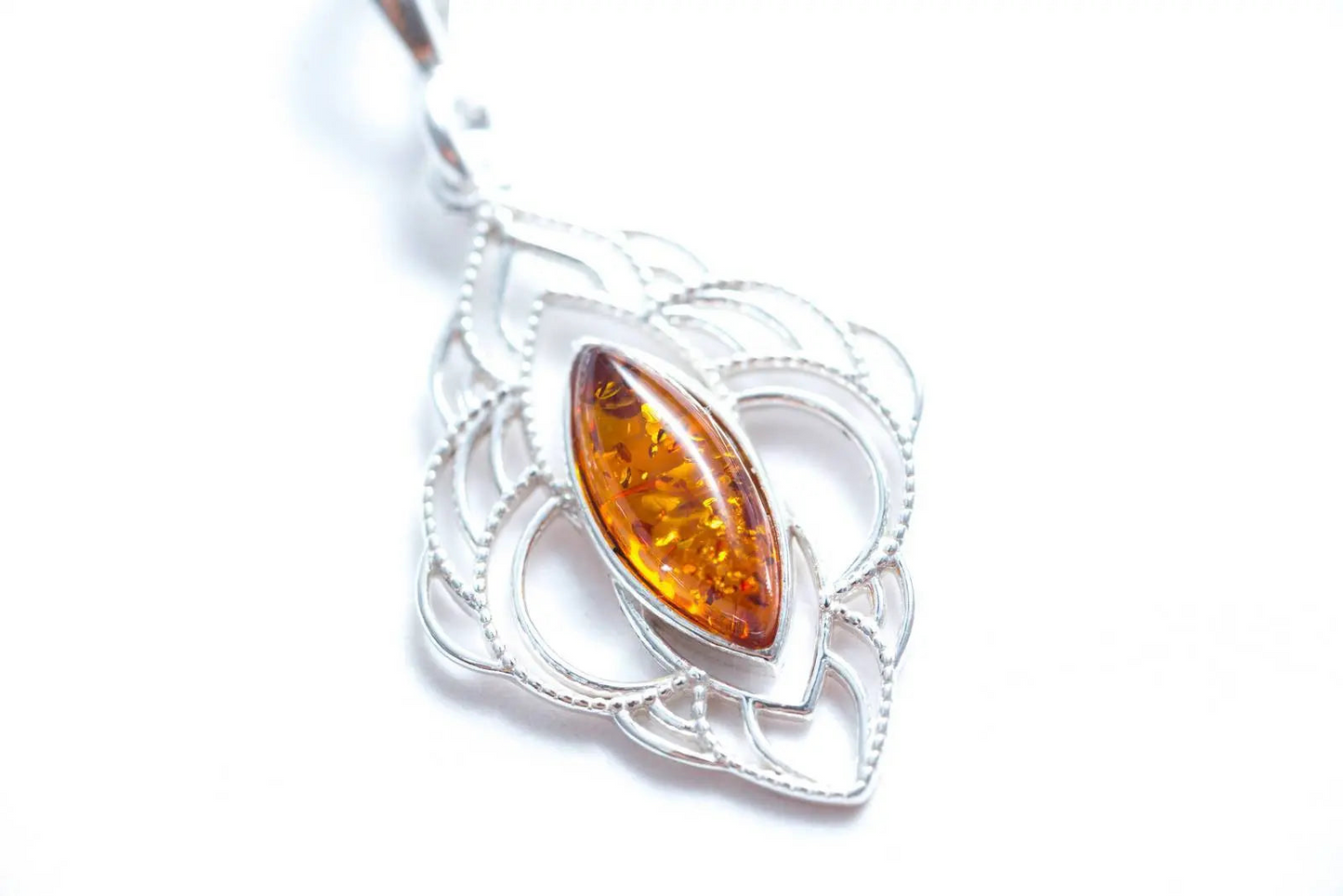 Amber Filigree Chandelier Pendant | Oriental Marquise Pendant | Cognac Amber - BEYRUN