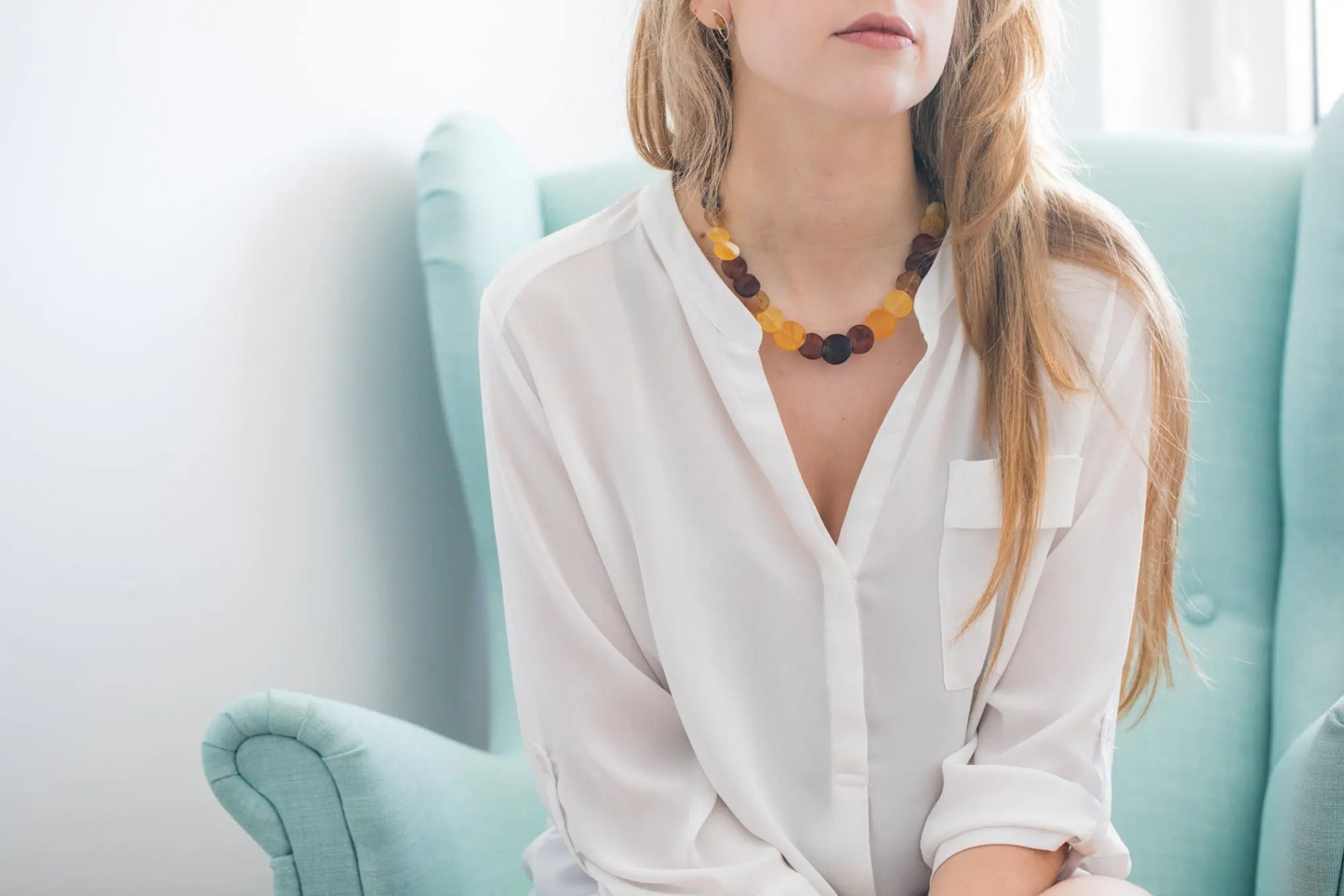 Multicolour Amber Disc Necklace