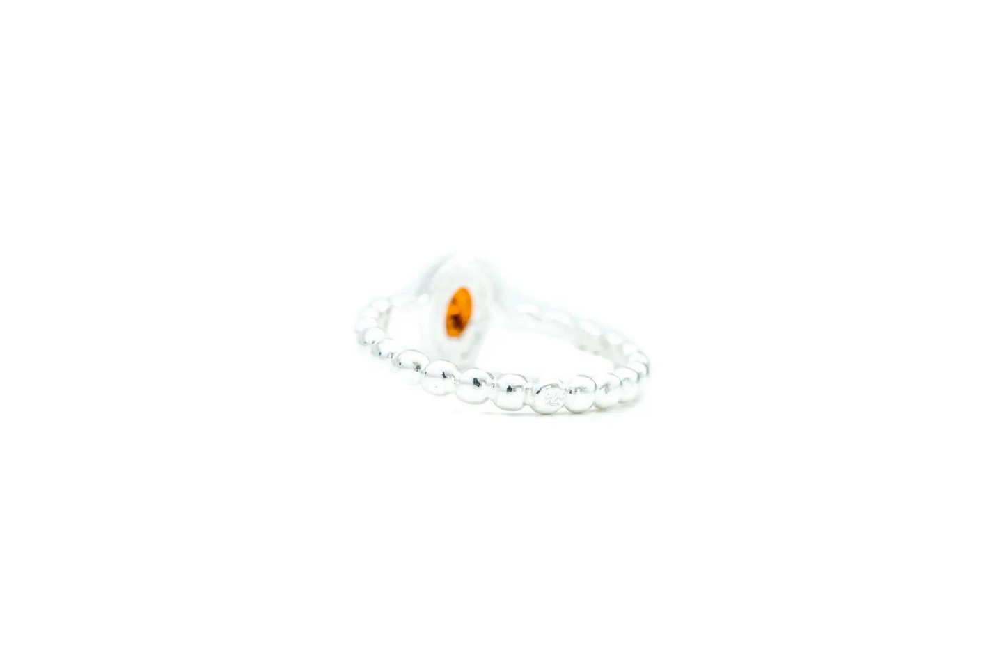 Amber Bubble Stacking Ring - Elegant Baltic Amber & Sterling Silver