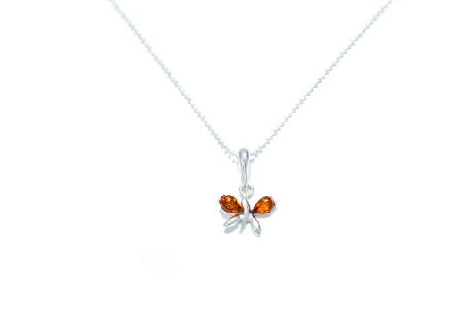 Tiny Amber Butterfly Necklace - Quirky and Cute Charm Accessory for Everyday Wear - BEYRUN