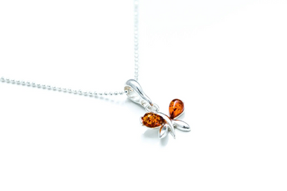 Tiny Amber Butterfly Necklace - Quirky and Cute Charm Accessory for Everyday Wear - BEYRUN