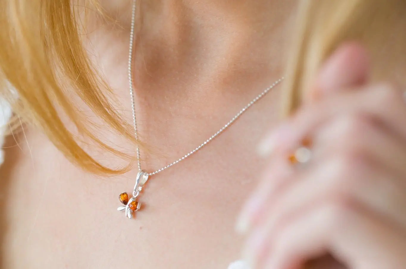 Tiny Amber Butterfly Necklace - Quirky and Cute Charm Accessory for Everyday Wear - BEYRUN