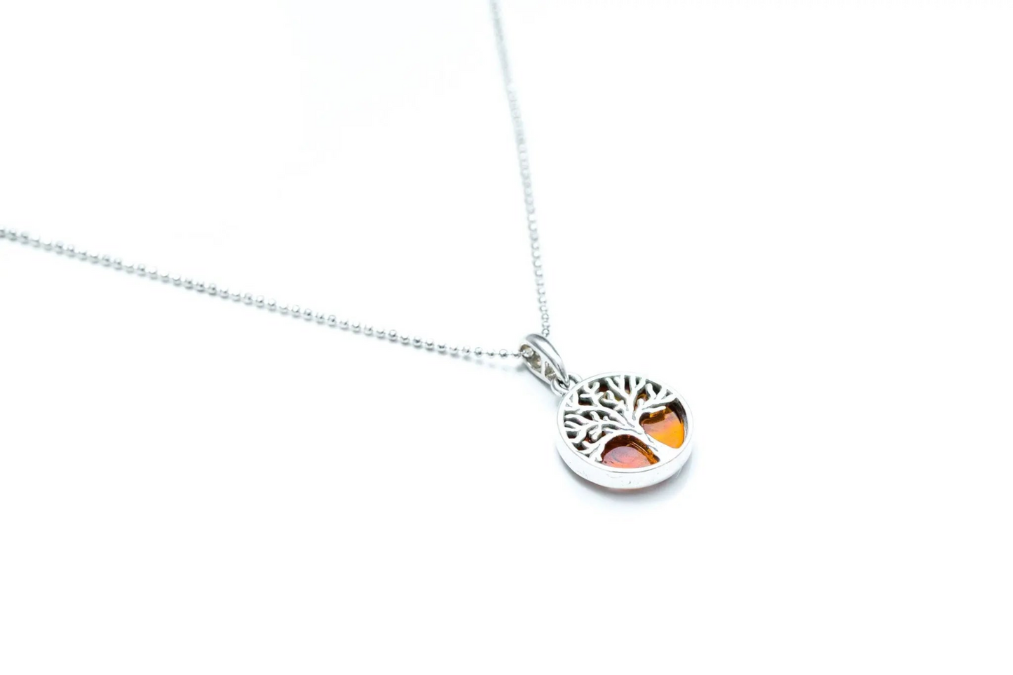 Dainty Mini Tree of Life Pendant | Sterling Silver Amber Charm Necklace - BEYRUN