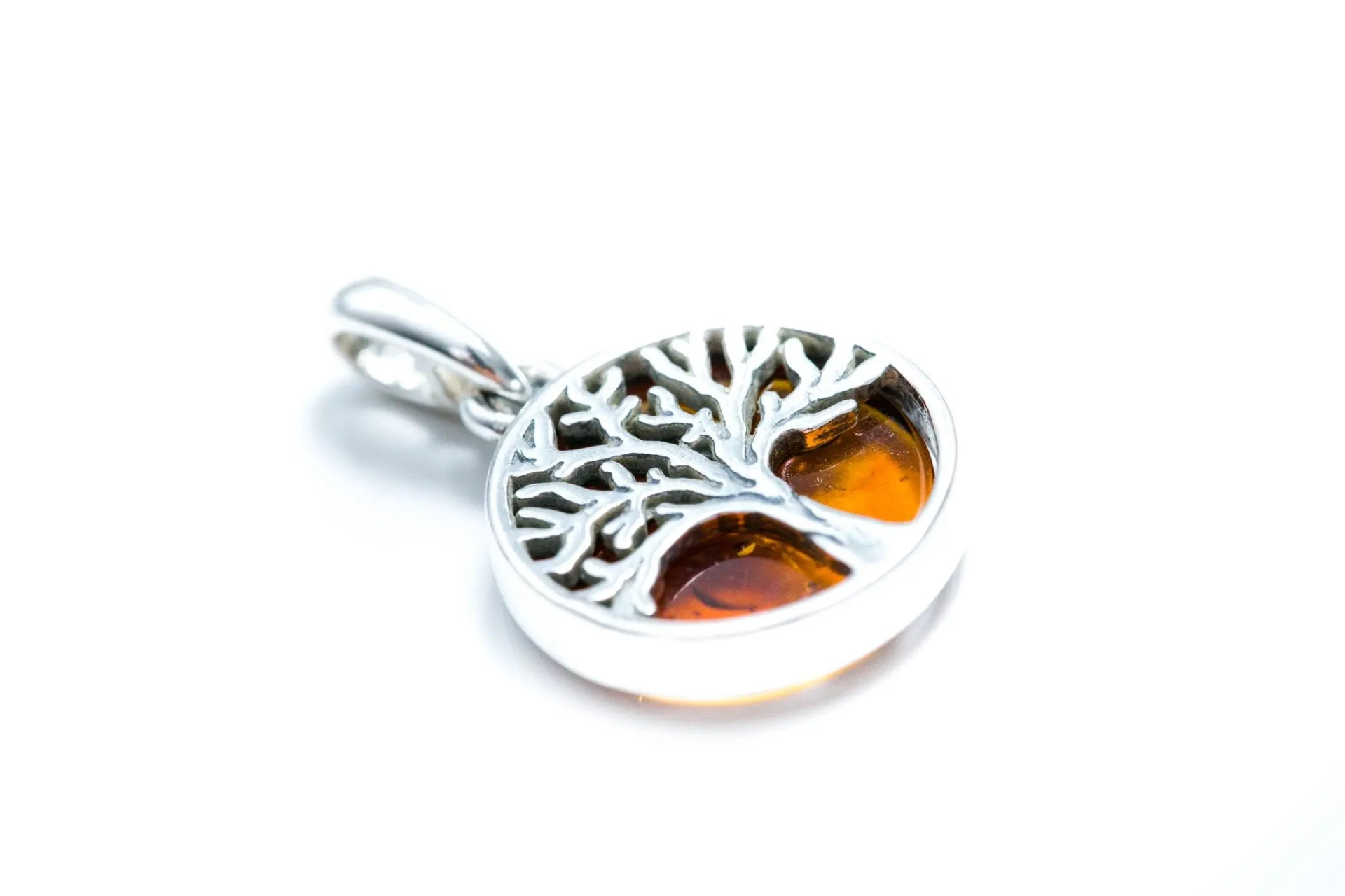 Dainty Mini Tree of Life Pendant | Sterling Silver Amber Charm Necklace - BEYRUN