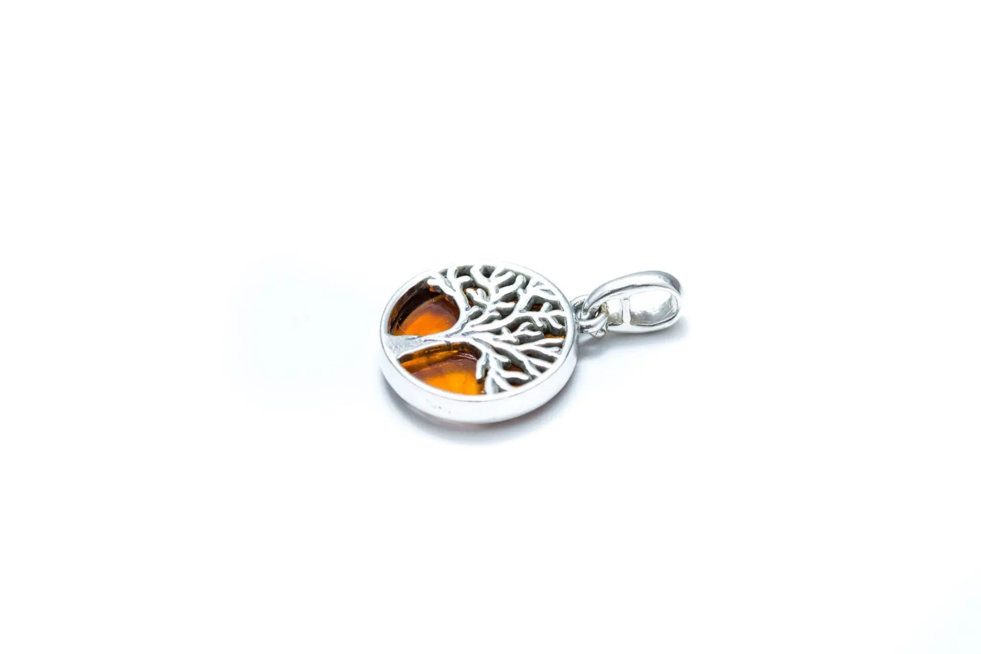 Dainty Mini Tree of Life Pendant | Sterling Silver Amber Charm Necklace - BEYRUN