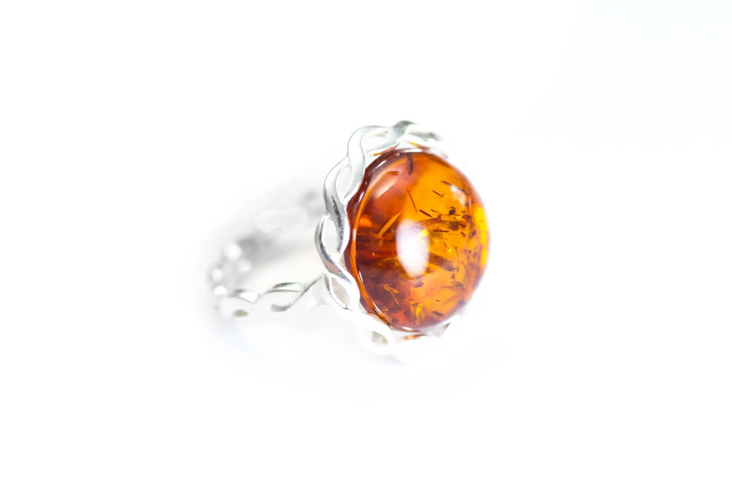 Rope Frame Statement Ring | Sterling Silver & Amber Jewelry - BEYRUN