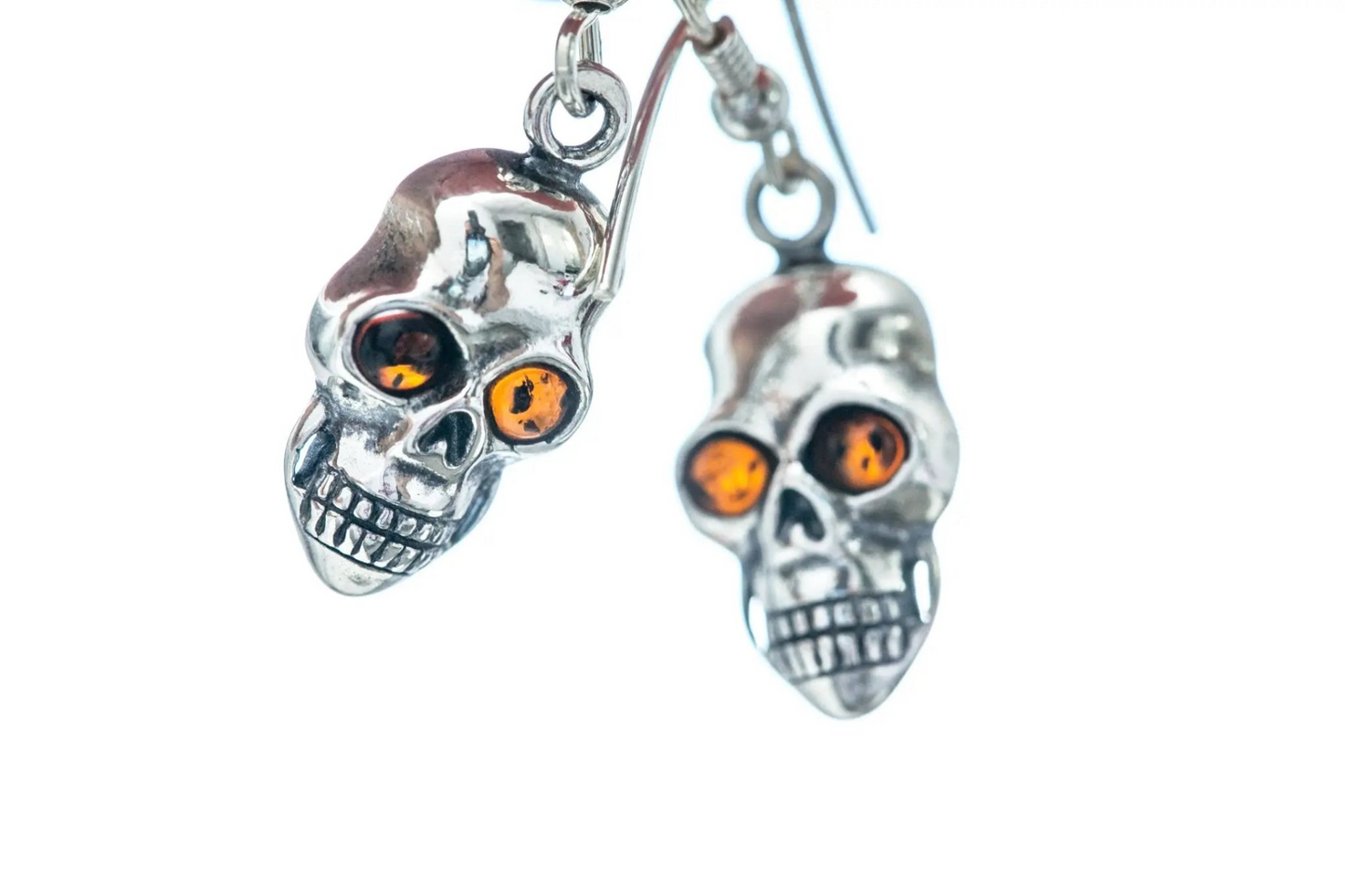 Silver Skull Dangle Earrings - Gothic Halloween Accessory - BEYRUN