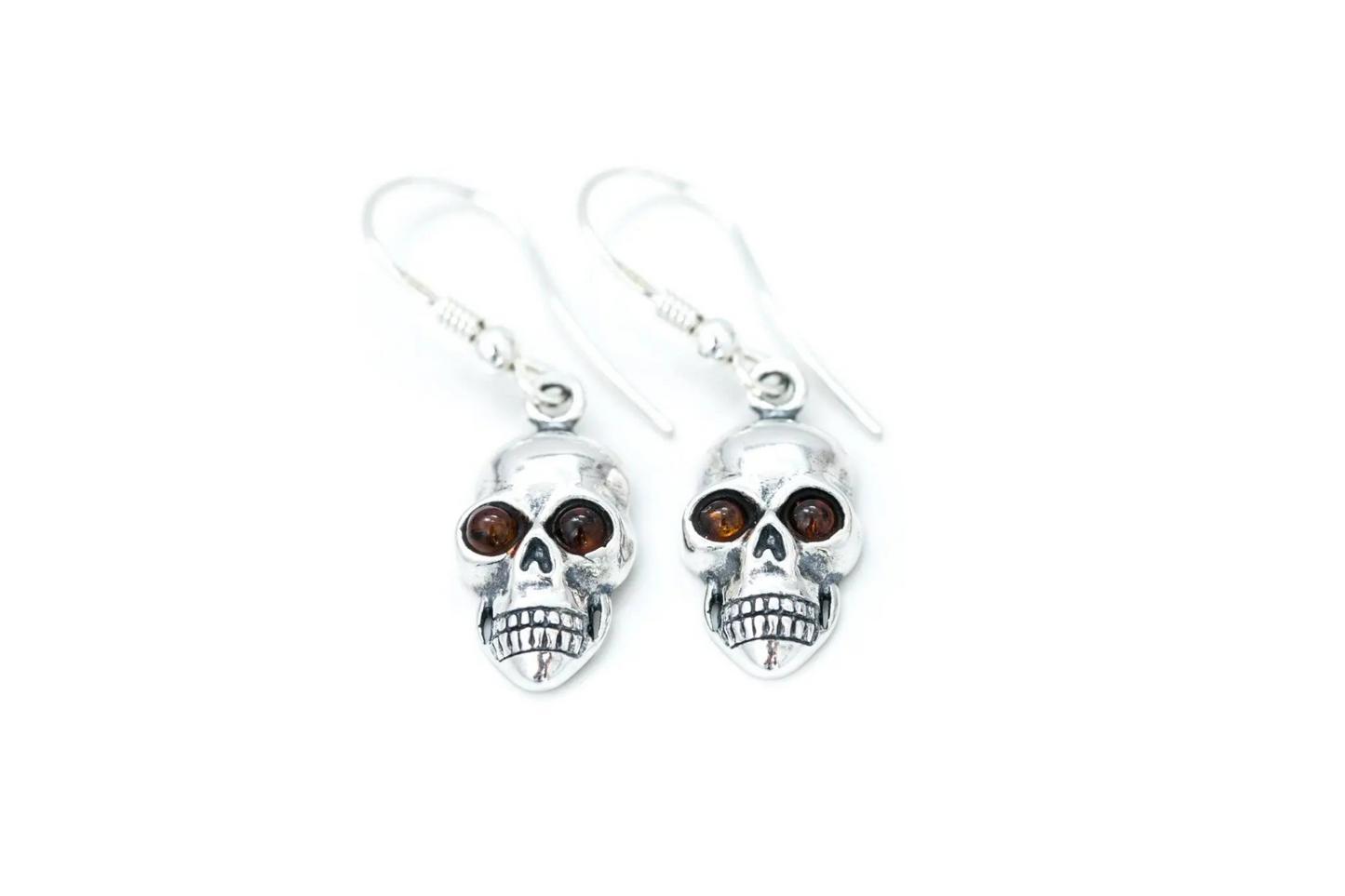 Silver Skull Dangle Earrings - Gothic Halloween Accessory - BEYRUN