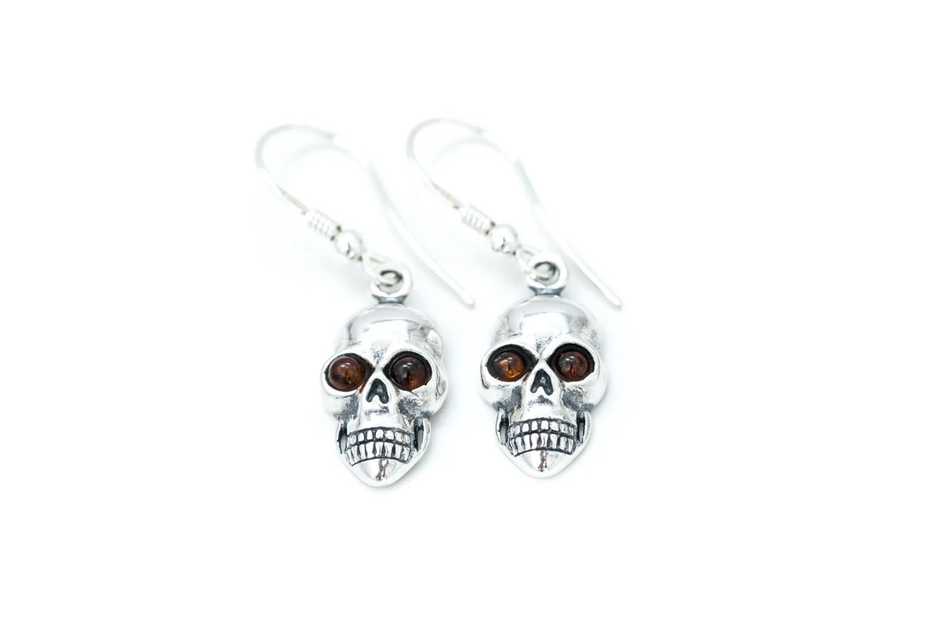 Silver Skull Dangle Earrings - Gothic Halloween Accessory - BEYRUN