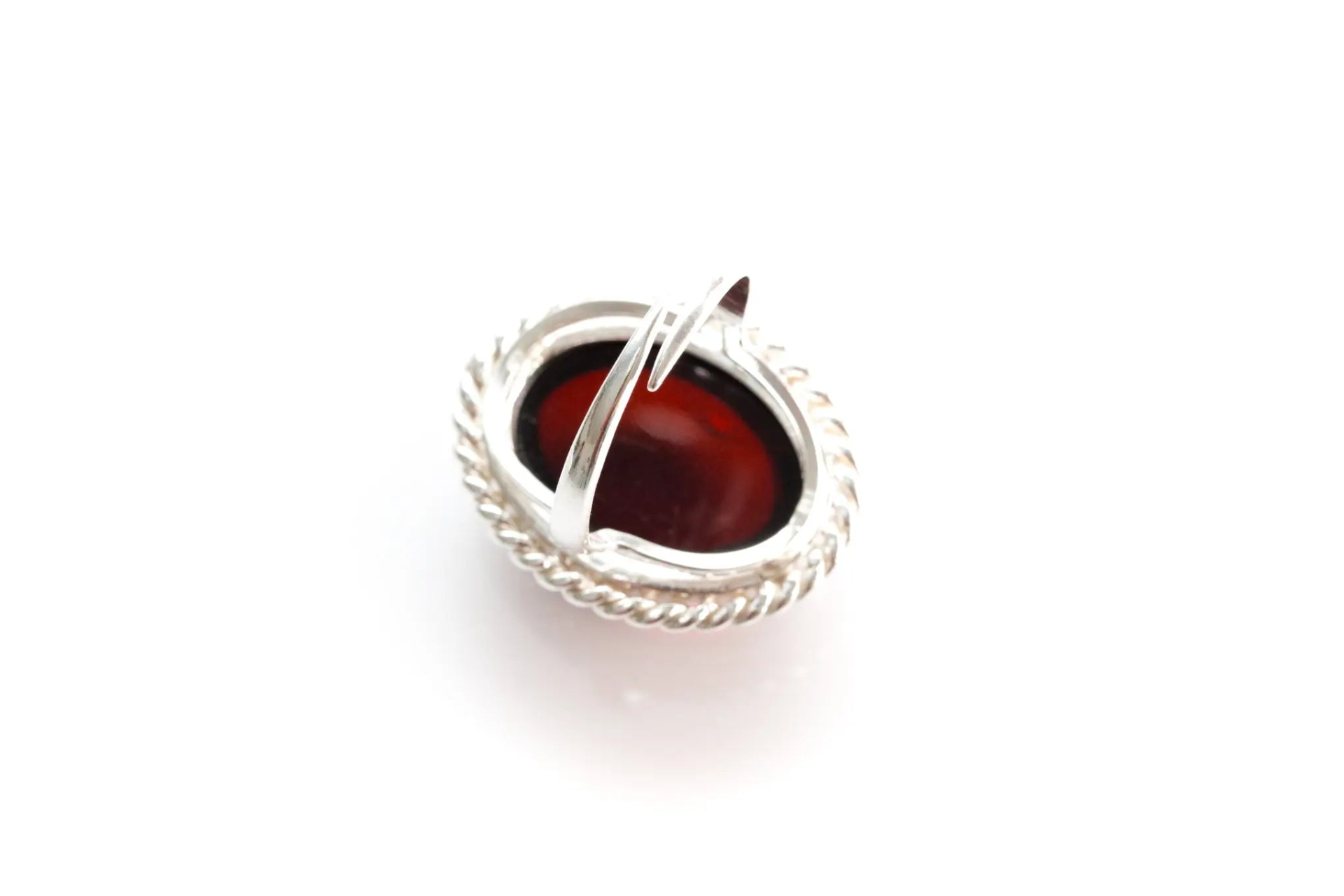 Cherry Red Amber Quintessence Statement Ring - Elegant Cocktail Ring with Baltic Amber Stone - BEYRUN