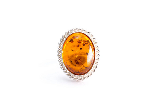 Amber Quintessence Statement Ring - Elegant Baltic Amber Cocktail Ring - BEYRUN