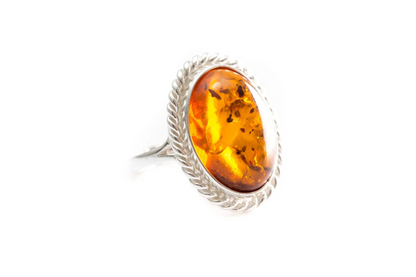 Amber Quintessence Statement Ring - Elegant Baltic Amber Cocktail Ring - BEYRUN