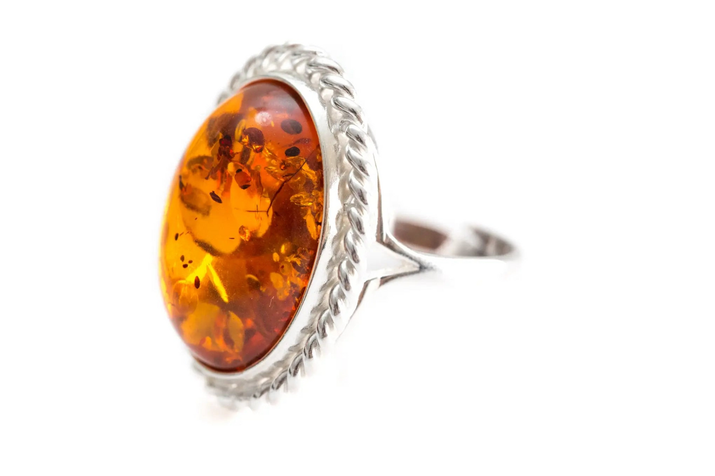 Amber Quintessence Statement Ring - Elegant Baltic Amber Cocktail Ring - BEYRUN