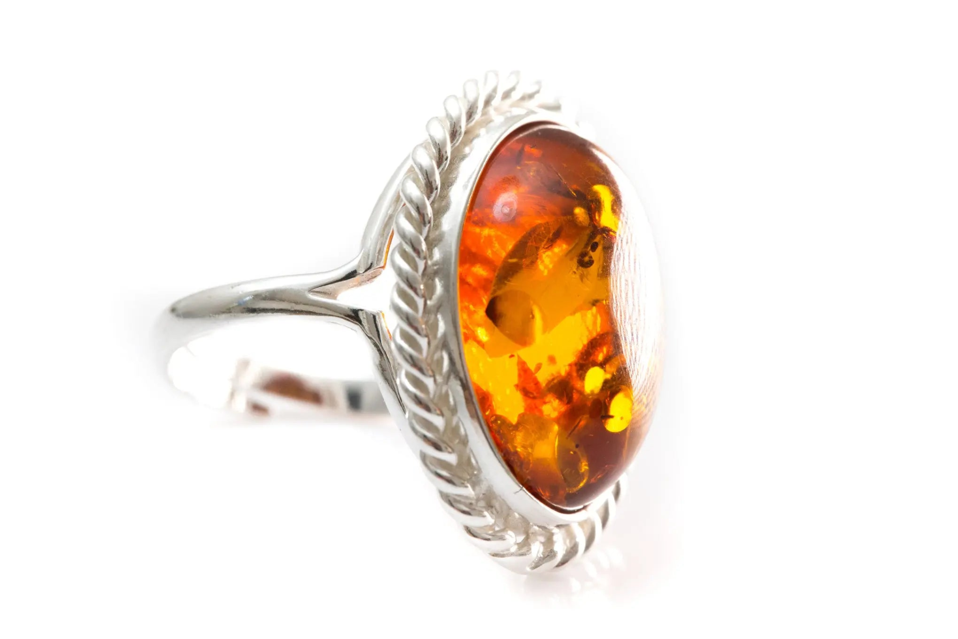 Amber Quintessence Statement Ring - Elegant Baltic Amber Cocktail Ring - BEYRUN