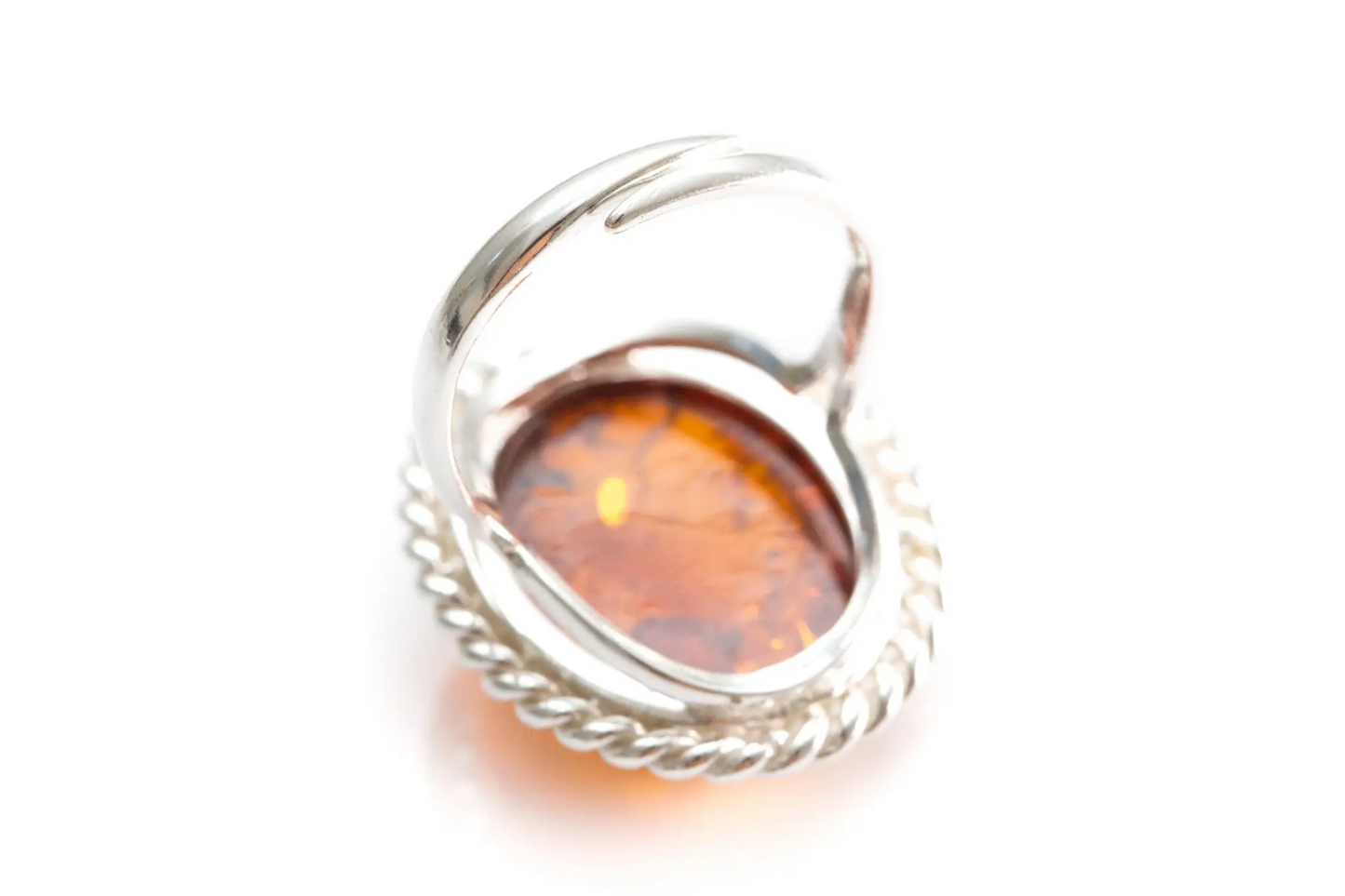 Amber Quintessence Statement Ring - Elegant Baltic Amber Cocktail Ring - BEYRUN