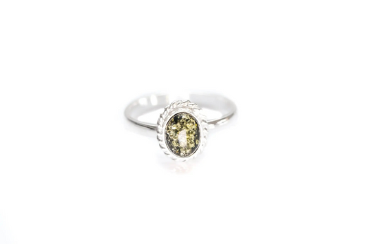 Buy Mini Green Amber Quintessence Ring - Sparkling Amber Stone - BEYRUN