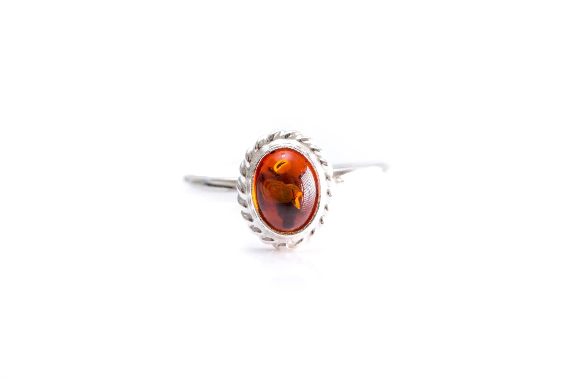 Buy Mini Amber Quintessence Ring - Classic Solitaire Ring with Fiery Amber Centrepiece - BEYRUN