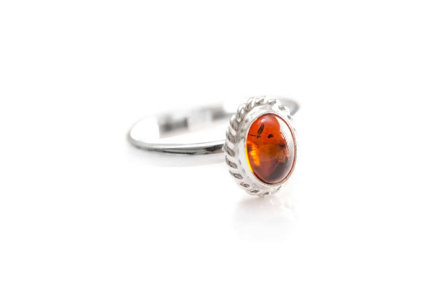 Buy Mini Amber Quintessence Ring - Classic Solitaire Ring with Fiery Amber Centrepiece - BEYRUN