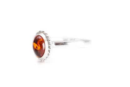 Buy Mini Amber Quintessence Ring - Classic Solitaire Ring with Fiery Amber Centrepiece - BEYRUN