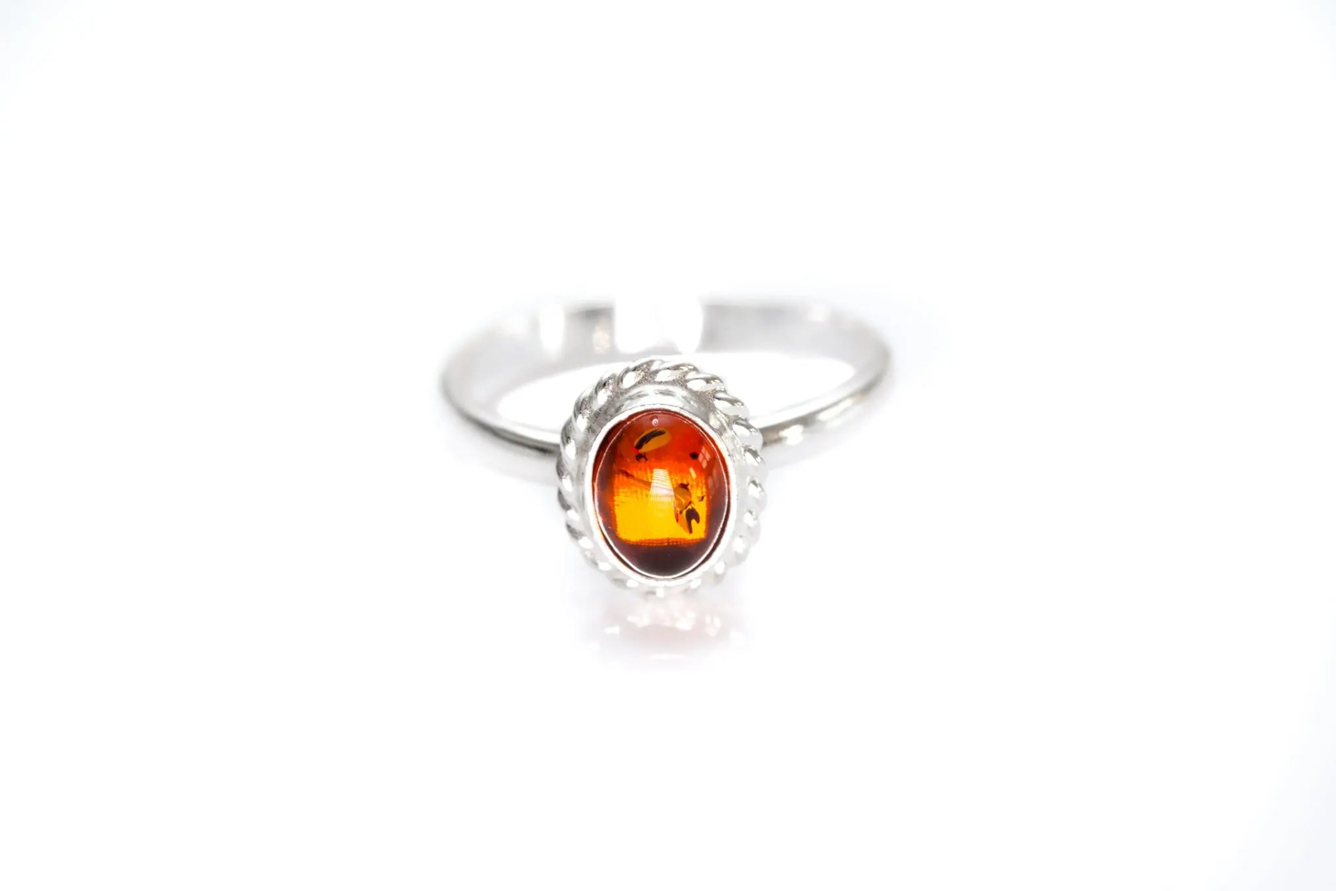 Buy Mini Amber Quintessence Ring - Classic Solitaire Ring with Fiery Amber Centrepiece - BEYRUN