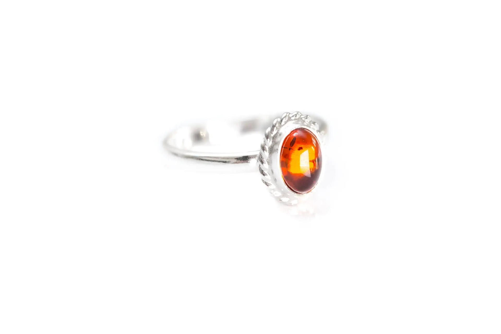 Buy Mini Amber Quintessence Ring - Classic Solitaire Ring with Fiery Amber Centrepiece - BEYRUN