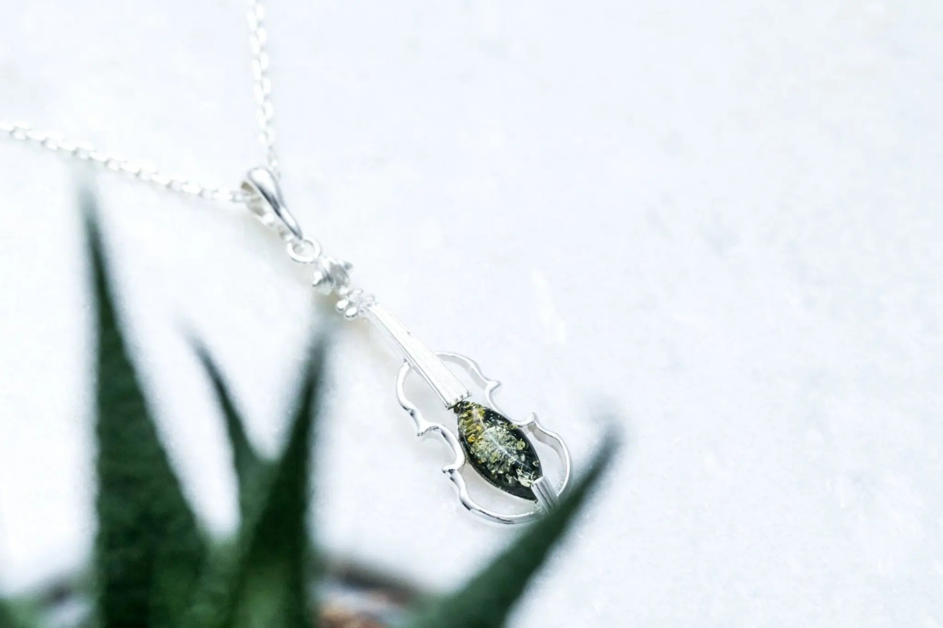 Shop the Stunning Green Amber Violin Pendant | Perfect Gift for Violinists - BEYRUN