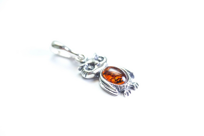 Mini Owl Charm Pendant - Handcrafted Sterling Silver Owl Necklace with Baltic Amber Stone - Perfect Gift for Wisdom and Learning - BEYRUN