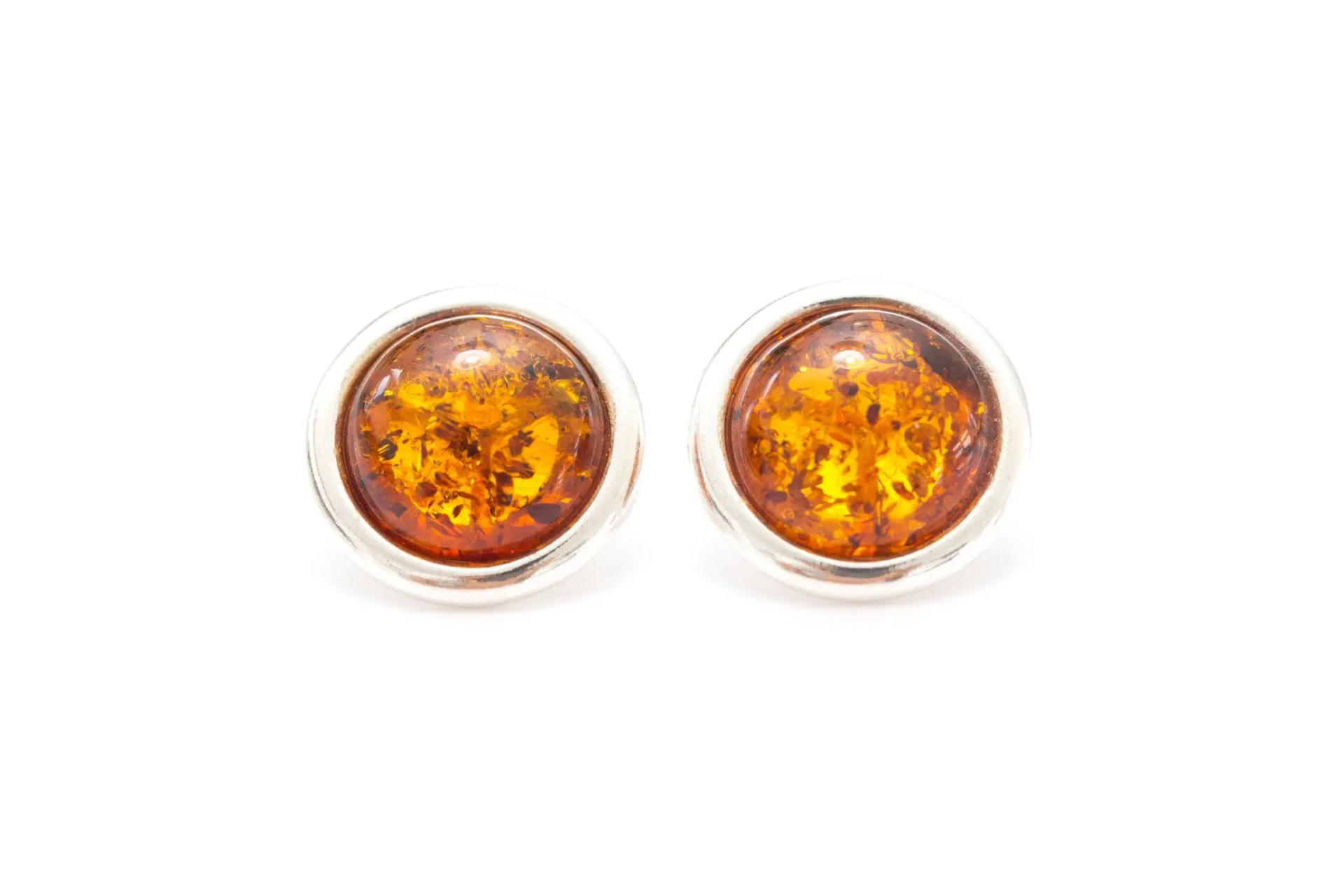 Statement Round Amber Stud Earrings | Elegant Evening Wear - BEYRUN